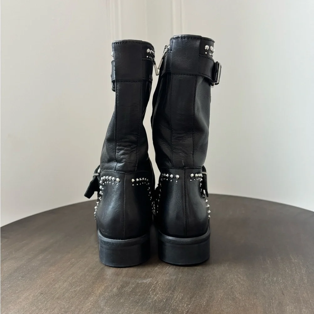 Charles David Whistler Black Leather Studded Moto Boots - Size 6 - EUC - Picture 7 of 10